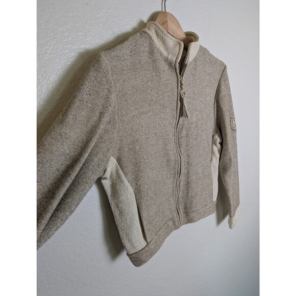 St John Sport Marie Gray Gold Beige Zip Santana Knit Metallic Sweater Petite XS - Picture 3 of 12